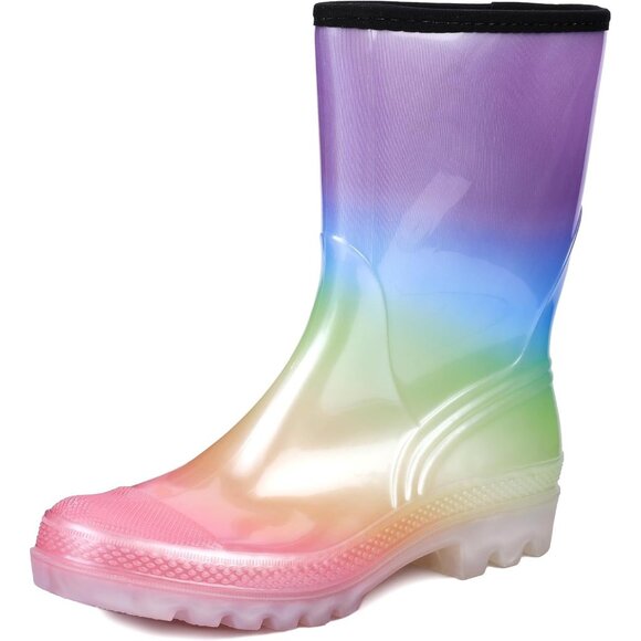 Women's  Rainbow of Pearl Lightweight Fashion Wide Calf Waterproof Rain Boots - Picture 1 of 5